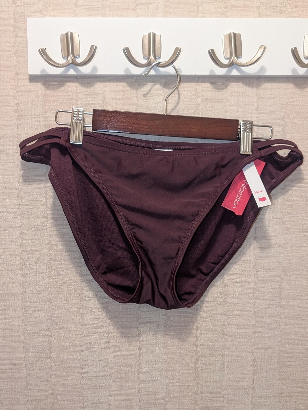 LARGE Xhilaration BlackBerry Purple Women’s Swim Bottoms Deep Plum Bikini Brief